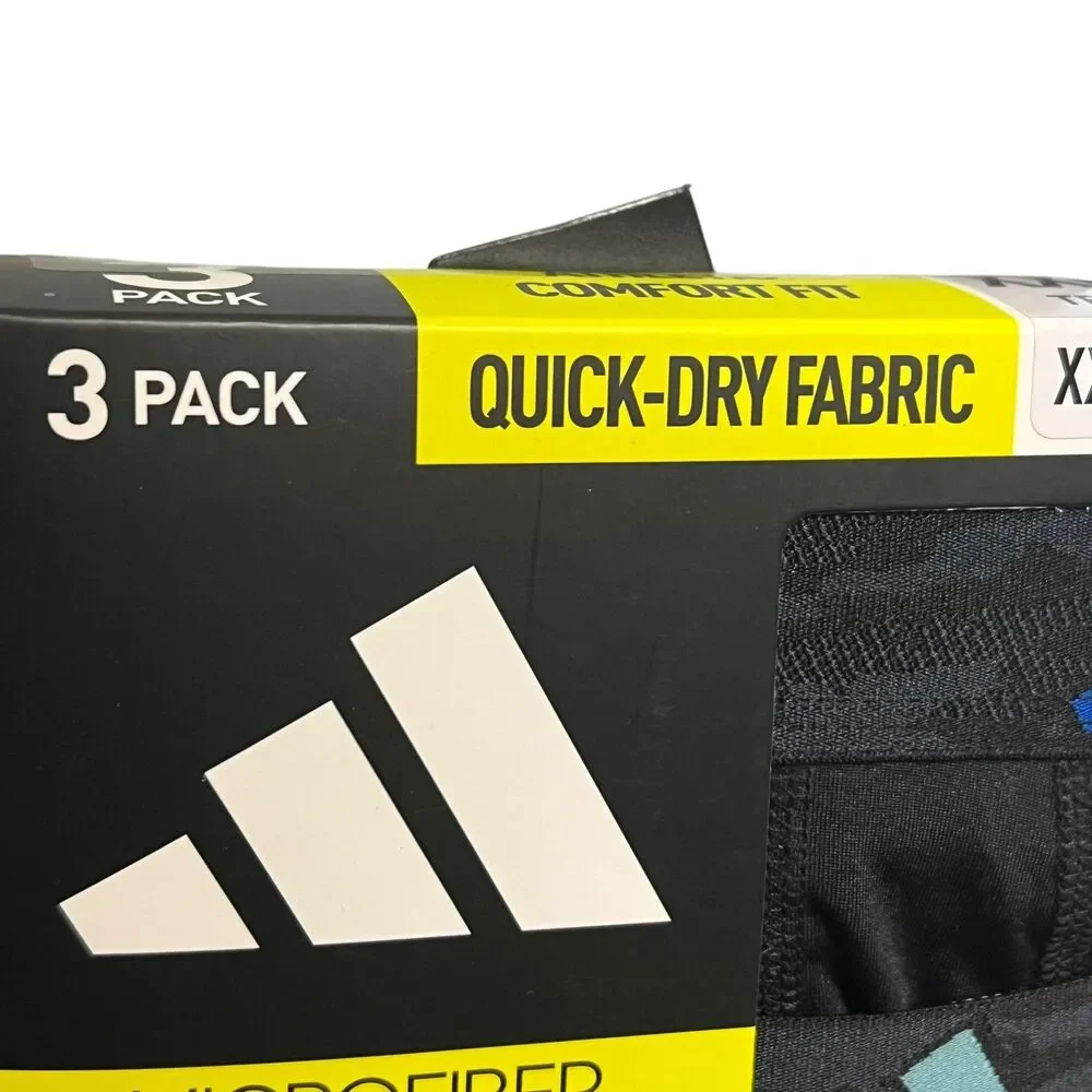 Adidas Microfiber Trunks Mens 2XL Black Blue Red Quick Dry Athletic Underwear
